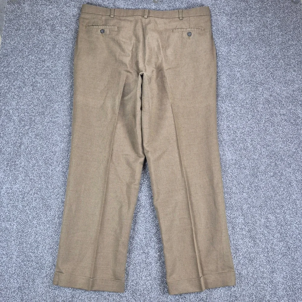 Dockers Pleated Pants Mens‎ 40x30 Brown Linen Cotton Relaxed Fit Cuffed